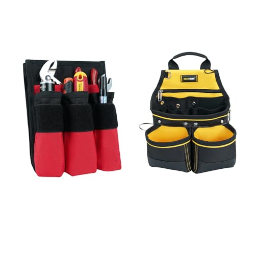 MELOTOUGH 7-Pocket Firefighter Tool Pouch with Carry Handle and Flap, Fits in Bunker Gear Pocket, Firefighter Pants + Carpenter Tool Pouch with 10 Pockets
