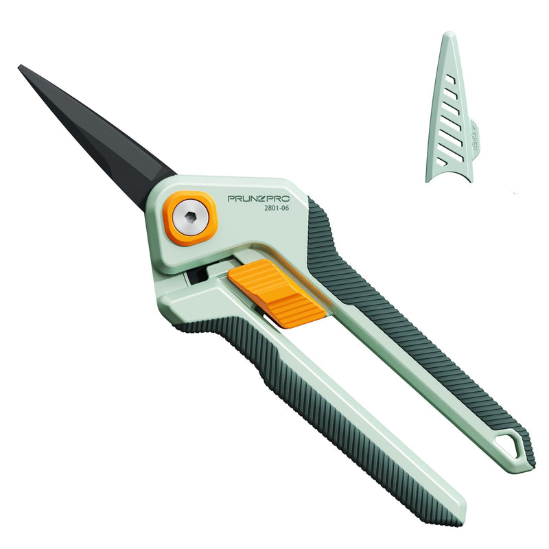 PrunePro Garden Scissors Pruning Shears Sharp Stainless Steel Non-Stick Teflon Coating Blade for Precise Cuts Garden Snip Bonsai Clippers for Plants Rose Flower 2 Pack Green