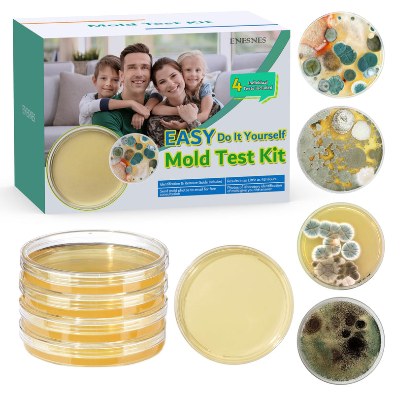 Mold Test Kit for Home - 4 Easy Detection Tests for HVAC, Surfaces & Indoor Air Quality, DIY Black Mold Detector Testing Kit at Home, with Detailed Identification Aid & 5 x Magnifying