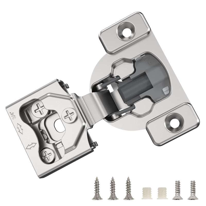 Furniware 10 Pieces 3/4" Overlay Concealed Face Frame Hinges, 105° Open Angle 4 Level Soft Close Screw On Compact Cabinet Hinge,for Face Frame Door, Soft Close On/Off Switch, Self Closing 3/4 Inch