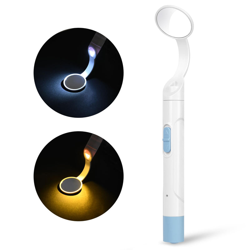 Flintronic Mouth Mirror with LED Light, Anti-Fog Dental Mirror with 2 Lighting Modes, Oral Dental Mirror, Mouth Tooth Inspection Mirror, Rechargeable USB LED Dental Care Mirror, for Dental Care Doctors USB charging model-blue