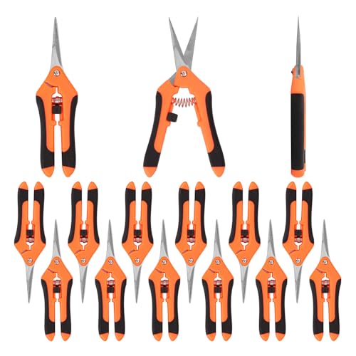 15 Pack 6.5 Inch Orange Garden Pruning Scissors, Stainless Steel Blades Hand Pruner, Sharp Point Gardening Shears Cutter, A Must-have Gardening Pruning Shear, Supplies & Accessories