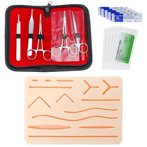 Surgical Suture Set: Suture Material Surgery, Suture Practice Kit, Silicone Sewing Pad with Tool Set, Wound Suture Exercise Set, Sewing Kit Medicine, Surgical Suture Set Wound Suture Exercise Set