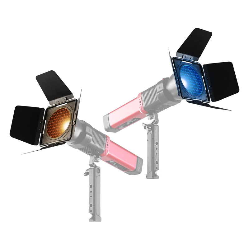 GVM Barn Door + Honeycomb Grid for PD60B PD60C PL60B PL60C Video Lights, Durable Metal Build, Adjustable Light Direction, Shape, Intensity, and Color for Photographers in Shape of Handheld Flashlight