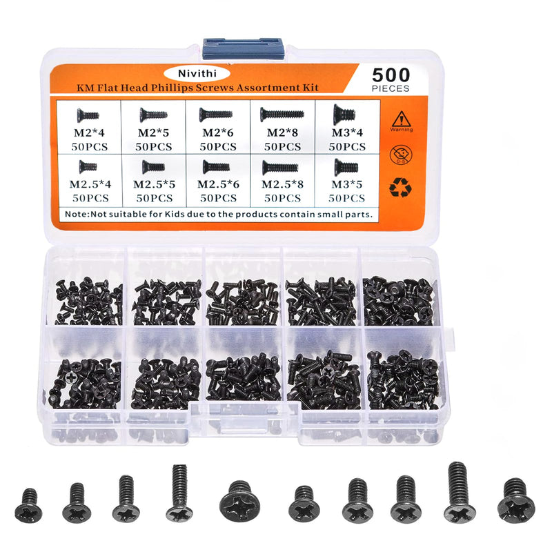 500pcs M2 M2.5 M3 Screws Kit,SSD Screw Assortment for Sony,DELL,Samsung,IBM,HP–Flat Head Phillips,Computer Repair PCS1-500 pcs