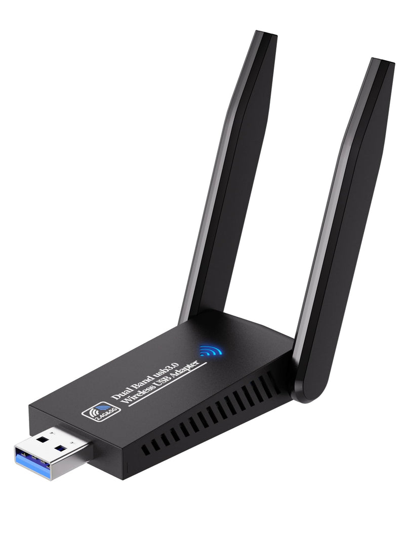 AC1300 USB WiFi Adapter for Desktop PC, Dual Band USB-WiFi 1300Mbps High Speed Wireless Network Adapter 5GHz/2.4GHz with High-Gain Antennas Compatible with Windows 11/10/8/7 macOS 10.9-10.15