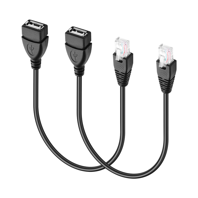 SinLoon USB to RJ45 Ethernet Cable 2 Pcs USB Female to RJ45 8P4C Ethernet Male Extension Cable for Router,ADSL Modem,Camera etc