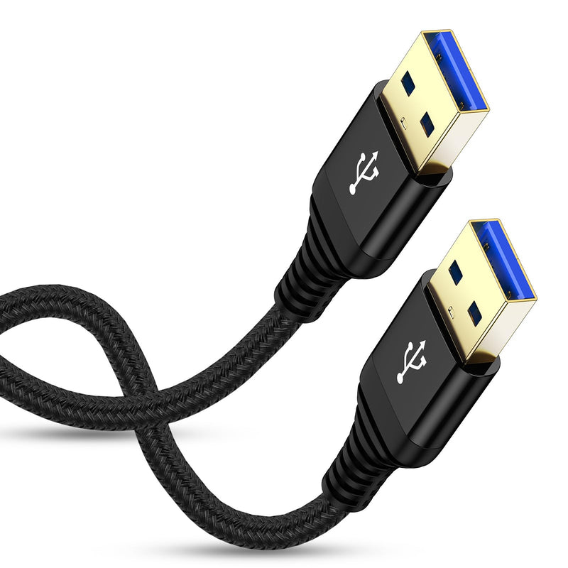 USB 3.0 A to USB A Cable 6FT, USB in Car USB to USB Cable Long USB Male to Male Cable Super Fast 5Gps Data Transfer Type C Wire for Laptop Cooling Pad, Hard Drive Enclosures, Laptop Cooler, DVD Player Black