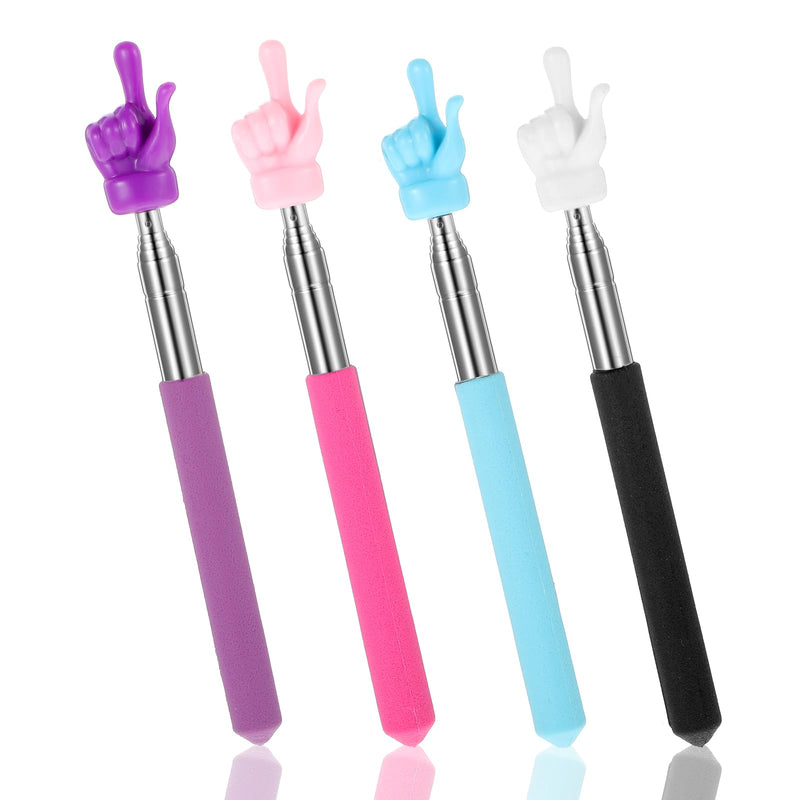 4 Pcs Extendable Hand Finger Pointer Stick Telescopic Classroom Teacher Pointer Retractable Demonstration Baton for Elementary School Kindergarten Children Reading Conference Presentation