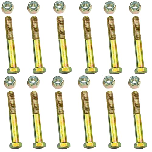 Grade 2 Shear Bolts 1/2" x 3-1/2" for Rotary Cutter,Tractor Gearbox,by Color Galvanization with Nylon Lock Nut Kit,by Metalsuberg .(12pcs Pack) 12pcs grade 2