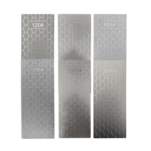 Pack of 6 Diamond Sanding Plates, 120# 200# 600# 1200# 2000# 3000# Diamond Grinding from Extra Coarse to Extra Fine Grit for Various Tools 120+200+600+1200+2000+3000