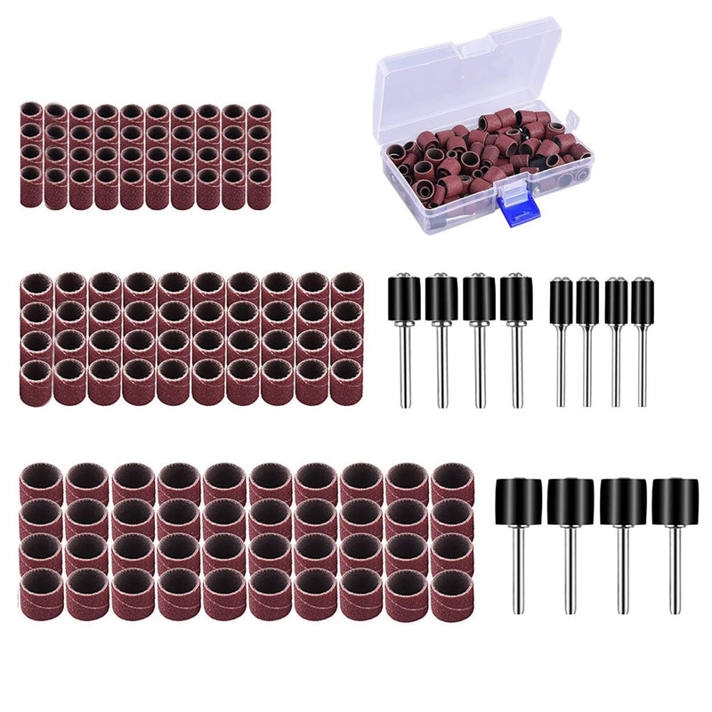 LATRAT 132 Piece Sanding Ring Set 120 Sanding Belts and 12 Sanding Rollers for Rotary Tools
