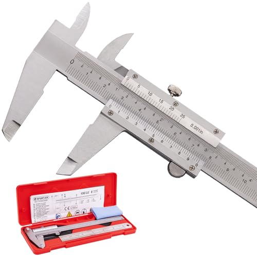 Spurtar Vernier Caliper 150 mm / 6 Inch Calliper Analogue | For diameter depth step measuring accuracy: 0.02 mm / 0.001 inch for household DIY jewelry woodworking