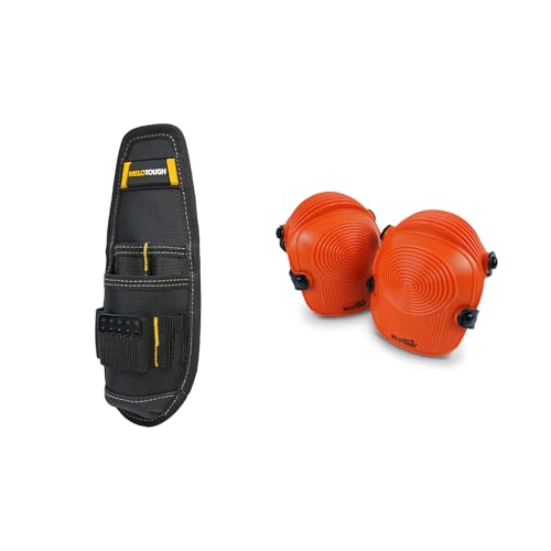 MELOTOUGH Small Tool Holder, Min Work Organizer Tool Pouch and Knife Holder with Snap Clip, Work Knee Pads for Men Women Construction, Flooring, Roofing - Comfortable and Non Slip(Orange)