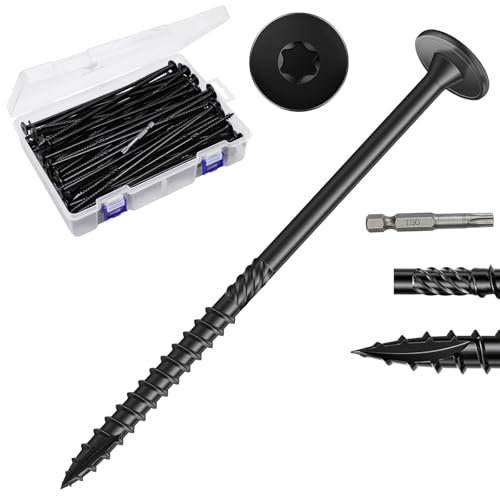 #14×8Inch Heavy Duty Outdoor Structural Screws, Rustproof Deck Screws, Star Driven Epoxy Wood Screws with T30 Drill Bit, No Pre-Drilling Required, for Woodworking Projects, 30Pcs #14×8in 30