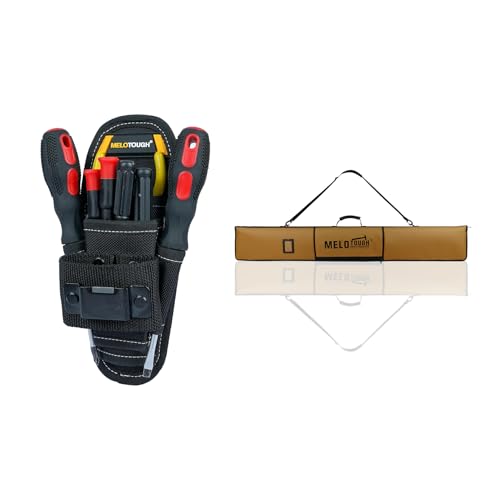 MELOTOUGH Small Tool Pouch with Belt Clip,Small Tool Holder Pouch, Min Work Organizer Tool Holster and Knife Holder,Track Saw Guide Rail Bag Padded Protection for Saw Guide Rail up to 59"(Khaki)
