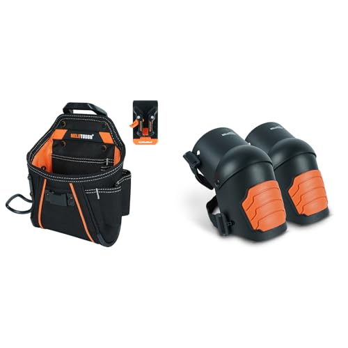 MELOTOUGH Electrican Tool Pouch Screw Nail Work Pouch Quick Detach Belt Clip Tool Pouch Tool Belt Pouches, Knee Pads for Work,Construction,Flooring,Gardening-Comfortable and Flexible(Orange)