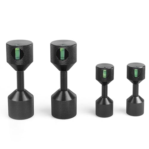 4 Pcs Flange Two Hole Pins 1-1/8” Two Hole Alignment Pins & 1-5/8” Detachable Flange Double Hole Pins Built-in Level 6061 Aluminum Black Black with Built-In Level