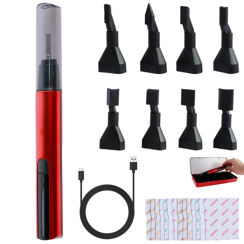 Sabre grinder with 8 types of grinding heads, 12 types of sandpaper, mini pen sander, overload protection, 3-speed reciprocating sander, USB fast charge, electric grinding pen, 10 functional light effects