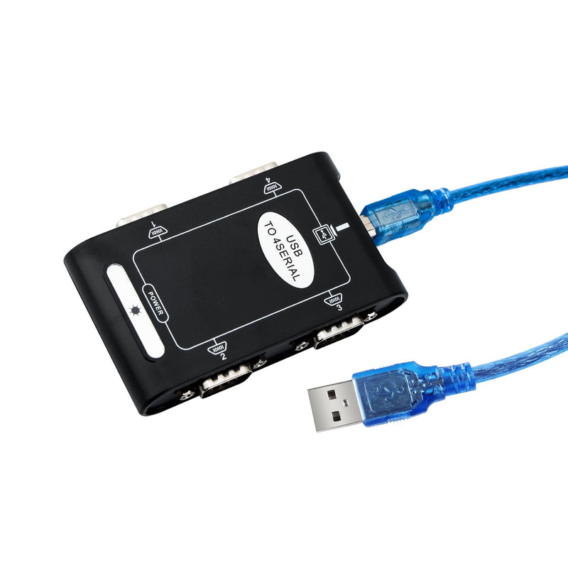 USB to RS232 Serial Adapter with ASIX Chipset USB to DB9 4-Port Male Serial Converter for Windows 11,10,8,7,Vista,XP,Linux