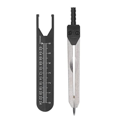 ECG Ruler, 0-2.4 Inch Divider Measuring Tool Made of Stainless Steel, Compass for Breastfeeding, Drawing, Practical Carry in the Bag (Black) Black