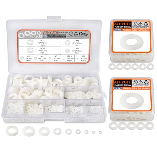 720PCS Nylon Flat Washers Assortment Kit &200PCS M6 White Nylon Washer kit & 150PCS M8 White Nylon Washer kit