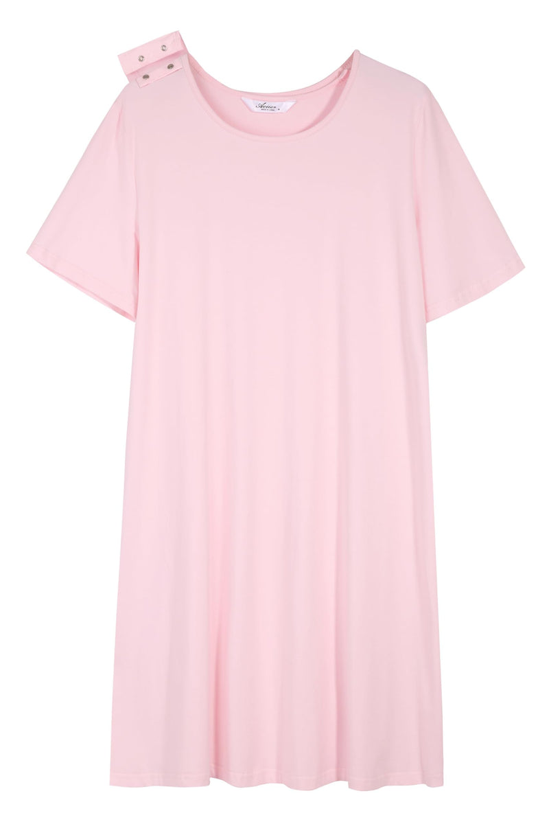 AVIIER 100% Cotton Hospital Gowns for Women Open Back Tear Away Post Shoulder Surgery Dress Adaptive Clothing Nightgowns Medium Pink