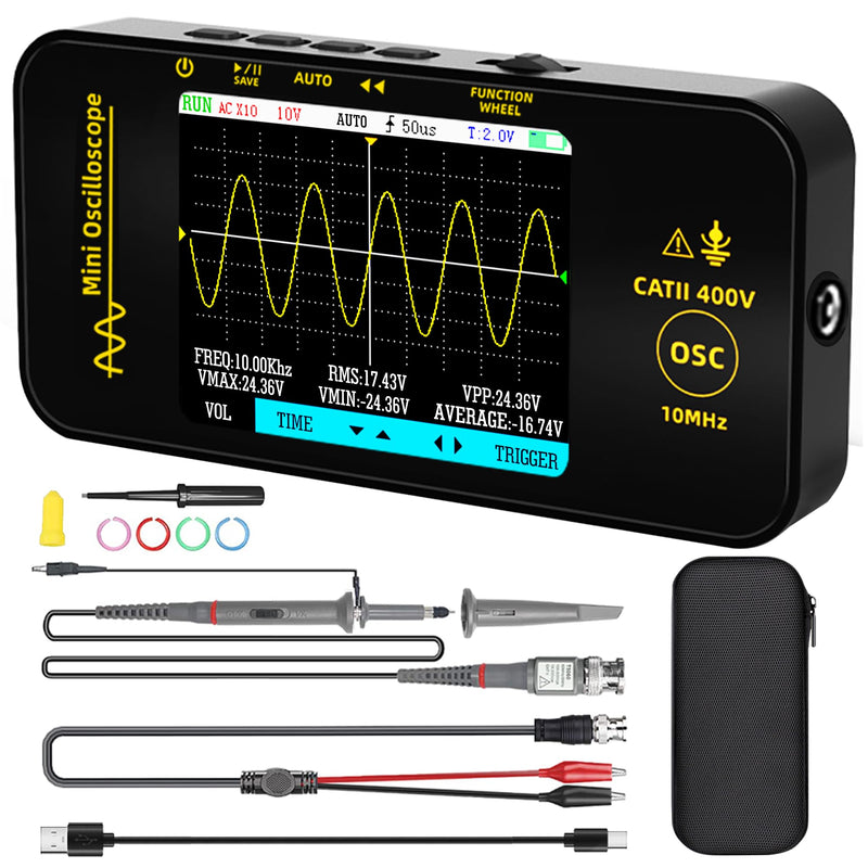 Bside Handheld Oscilloscope 3.2 Inch TFT Display Portable Digital Oscilloscopes 10 MHz Bandwidth Automotive Oscilloscope 48 MSa/s Sampling Rate Trigger Function Auto/Nomal/Single
