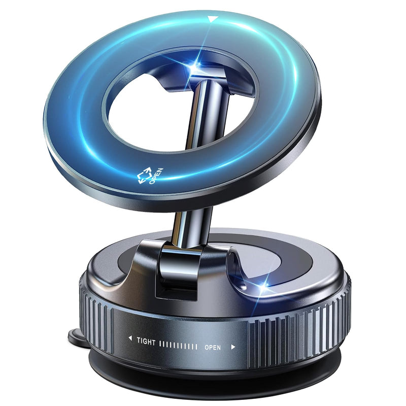 Vacuum Magnetic Suction Phone Holder, Foldable Hands-Free Suction Cup Phone Mount for Car/Gym/Mirror/Smooth Surface, 360° Adjustable Car Phone Holder for Magsafe iPhone 17 Pro Max Air Black