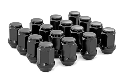 Rough Country 16-Piece Lug Nut Set - M12x1.5, Bulge Acorn Style, Black, Fits Most Aftermarket Wheels