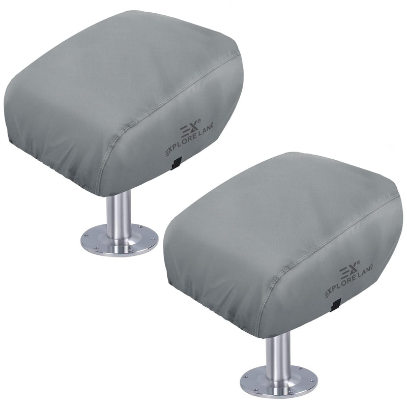 Explore Land Boat Folding Seat Cover - Waterproof 600D Heavy Duty Boat Folding Chair Cover 2 Pack - 18W x 20D x 14H inch, Grey 18"W x 20"D x 14"H Grey - Folding Chair (2 Pack)