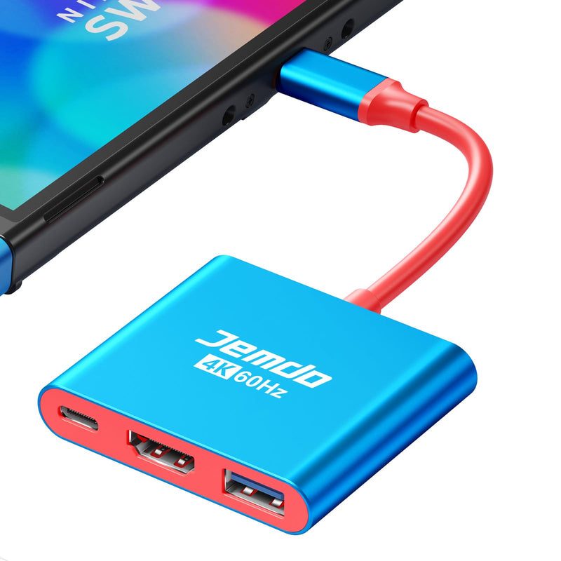 Portable Dock Adapter for Switch, Travel Docking Station for TV with 4K@60Hz HDMI Output & PD Fast Charging & USB 3.0 Compatible with Switch/OLED, Steam Deck, MacBook Pro/Air, ROG Ally