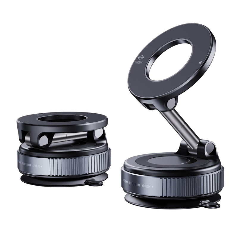Magnetic Phone Holder for Car,Vacuum Suction Cup Phone Mount,Magsafe Car Mount for iPhone, No Need Charge,Folding Holder for iPhone and Android Black