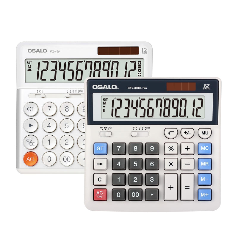 OSALO Desktop Calculator Extra Large Display 12 Digits Big Buttons Solar Calculators Accounting