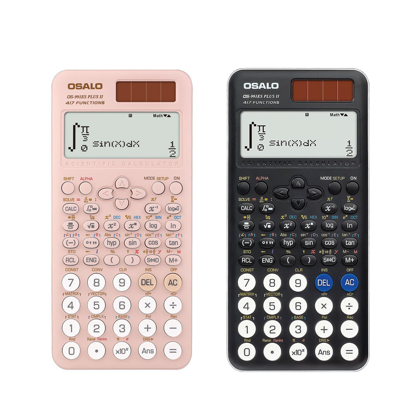 OSALO Scientific Calculator 417 Function 2 Line Written Display 10+2 Digits Solar and Battery Calculators for Students