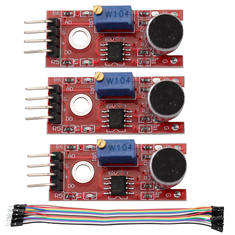 KY-037 4 Pin Voice Recognition Sensor Module Sound Recognition Module Microphone Transmitter for Intelligent Robot Car Kits with Cable (Pack of 3)