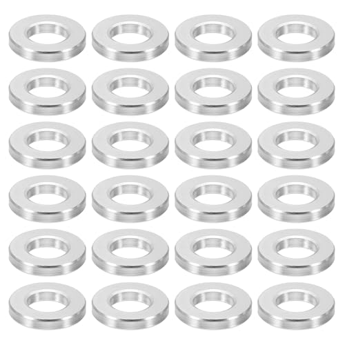 PATIKIL M6 Aluminum Spacers, 24pcs Metal Spacers for 1/4 or M6 Screw Bolts, 1/4" ID x 1/2" ID x 3/32" L Unthreaded Standoff, 6.2x12x2mm