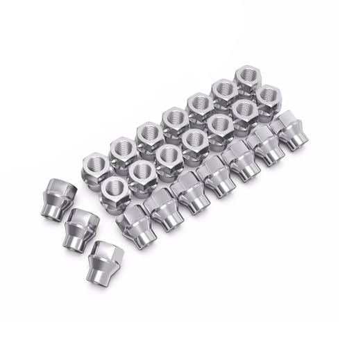Set of 32 7/16x20 Chrome Open End Extended Thread ET Lug Nuts, 1.07" Tall, 0.9" Width, Cone Seat Silver 32pcs