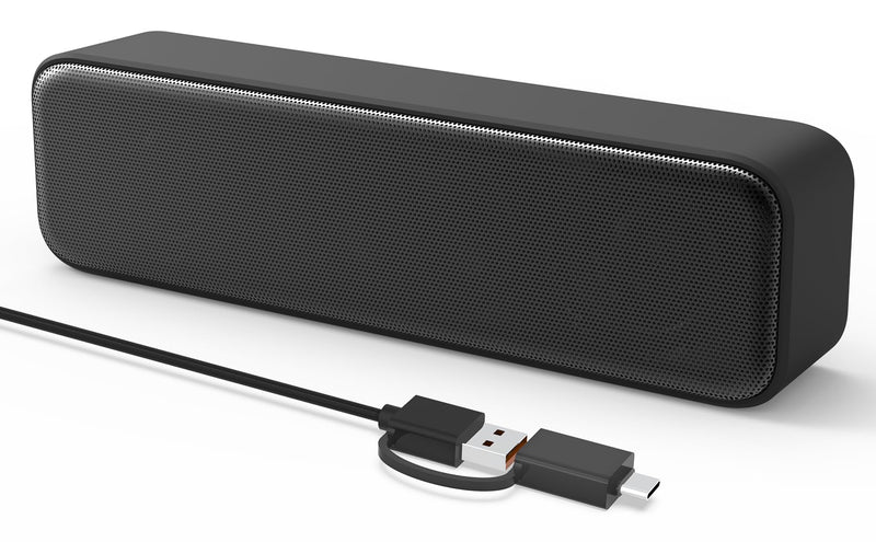 Computer Speakers for Desktop PC, External Speakers for Laptop, Mini Computer Soundbar for PC, Wired USB Plug in Speakers with Loud Sound, Deep Bass, Wide Compatibility – Bult-in USB C to USB Adapter YFQ86