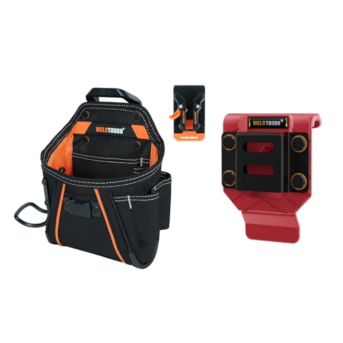 MELOTOUGH Electrican Tool Pouch Screw Nail Work Pouch Quick Detach Belt Clip Tool Pouch Tool Belt Pouches, Drill Belt Clip,Drill Holder for Tool Belt,Drill Holster,Measuring Tape Holder