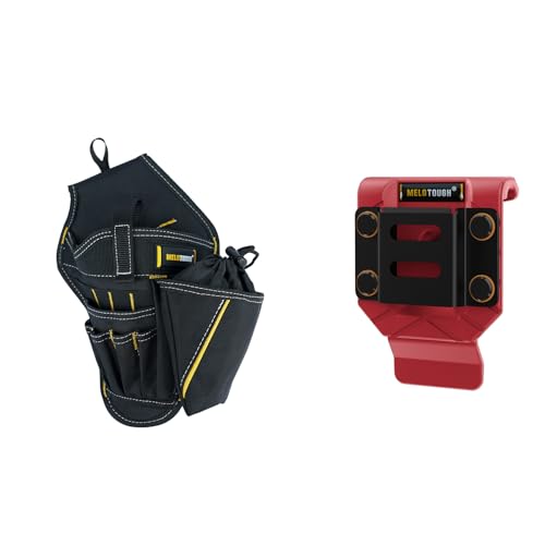 MELOTOUGH Drill Holster Right Handed Impact Driver Holster with Bit Pouch Heavy Duty Cordless Drill Holster,Drill Belt Clip,Drill Holder for Tool Belt,Drill Holster,Measuring Tape Holder