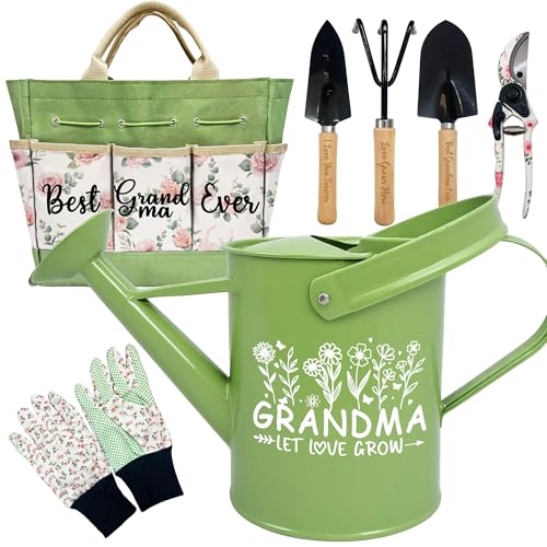 Gifts for Grandma, Grandma Birthday Gifts from Grandkids Garden Kit Floral Gardening Tools and Durable Garden Tools Organizer Tote, Ideal Gardening Gift for Women