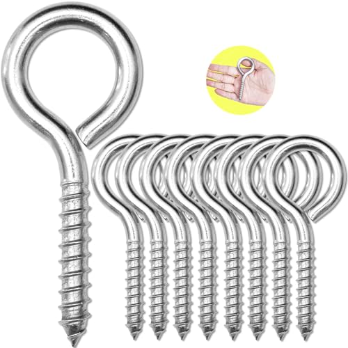 8Pcs Self Tapping Eyelet Screw Eye Bolt，4 Inch Heavy Duty Screw Eyes Hooks ，M8 Wooden Large Screw Eye Hook，Load Capacity 500 Lbs for Hammock ，Yoga，Heavy Indoor Outdoor Uses (8, M8-4 INCH) 8