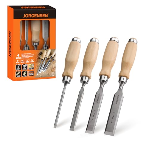 Jorgensen 4-Piece Wood Chisel Set, 1/4", 1/2", 3/4", 1" 1/4", 1/2", 3/4", 1"