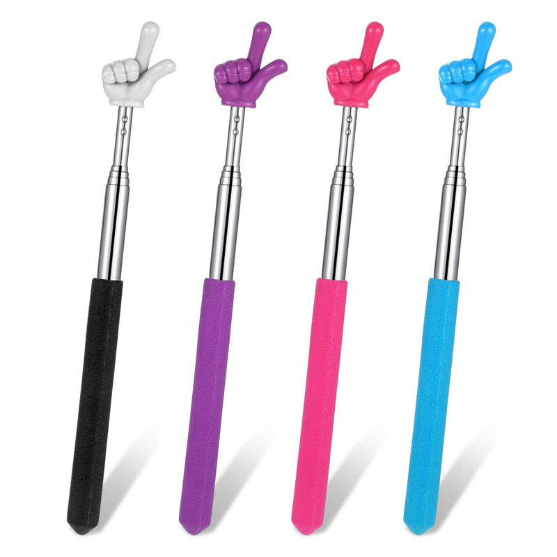 4 Pcs Telescopic Teachers Pointer,Finger Pointer Stick Retractable Teacher Pointer Stick for Classroom Mini Extendable Hand Pointer Finger Pointer Stick for School Teachers Presentation