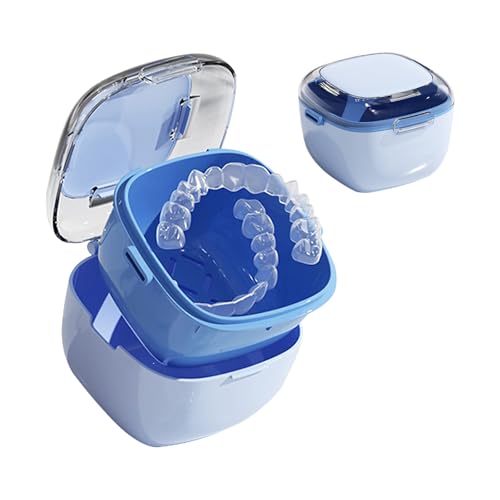 Braces box, denture box, denture box | Easy to clean, filterable, large capacity Pink Light Blue
