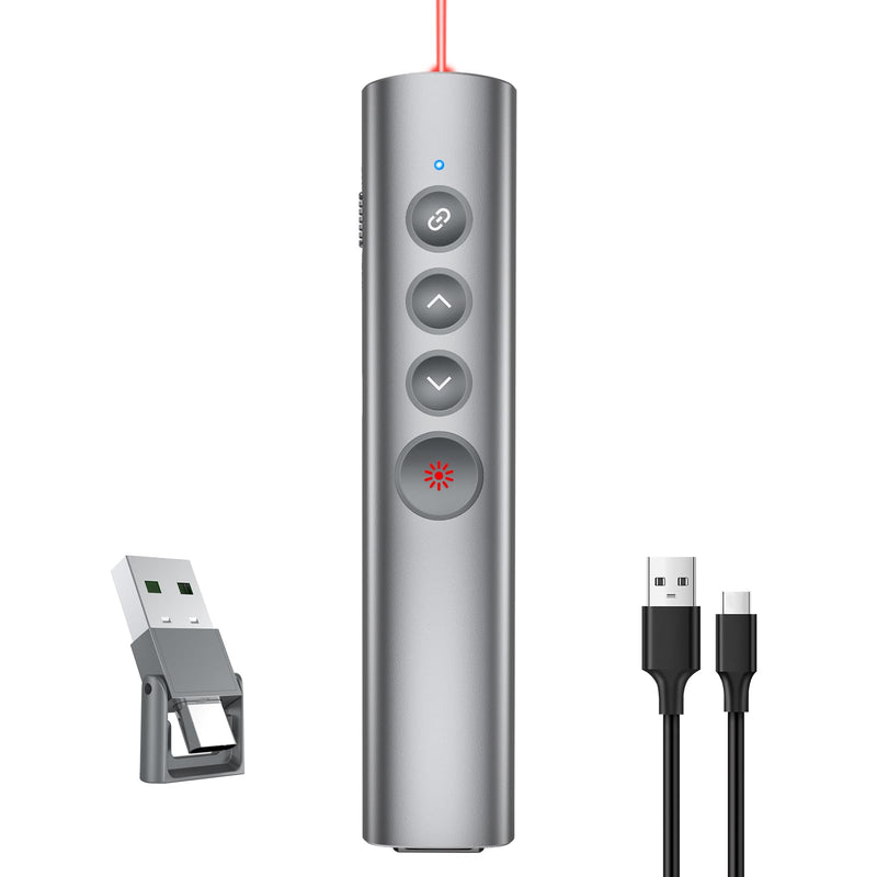 Metal Presentation Clicker with Laser Pointer for Powerpoint Presentations Powerpoint Clicker Remote Wireless Presenter Presentation Clicker Power Point Clicker (Red Light-Model A) Red Light-Model A