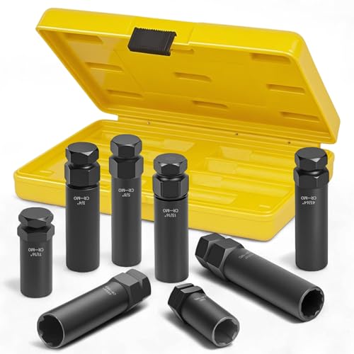 MIKKUPPA 8PCS Spline Lug Nuts Socket Set 5, 6, 7 & 12 Spline