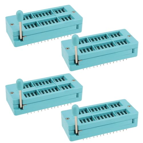 Pack of 4 28 Pin IC Test ZIF Socket 2.54 mm Pitch DIP Board Socket IC Socket for Integrated Circuits for Microcontroller Chip Breadboard Program ICs