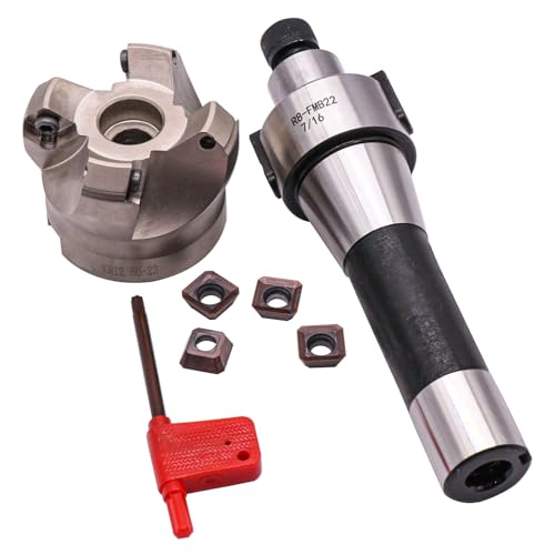 R8 Arbor, 1.97"/50mm Cutting Dia KM12 50-22-4T Face Mill Shell Cutter Set KM12-50-22-4T